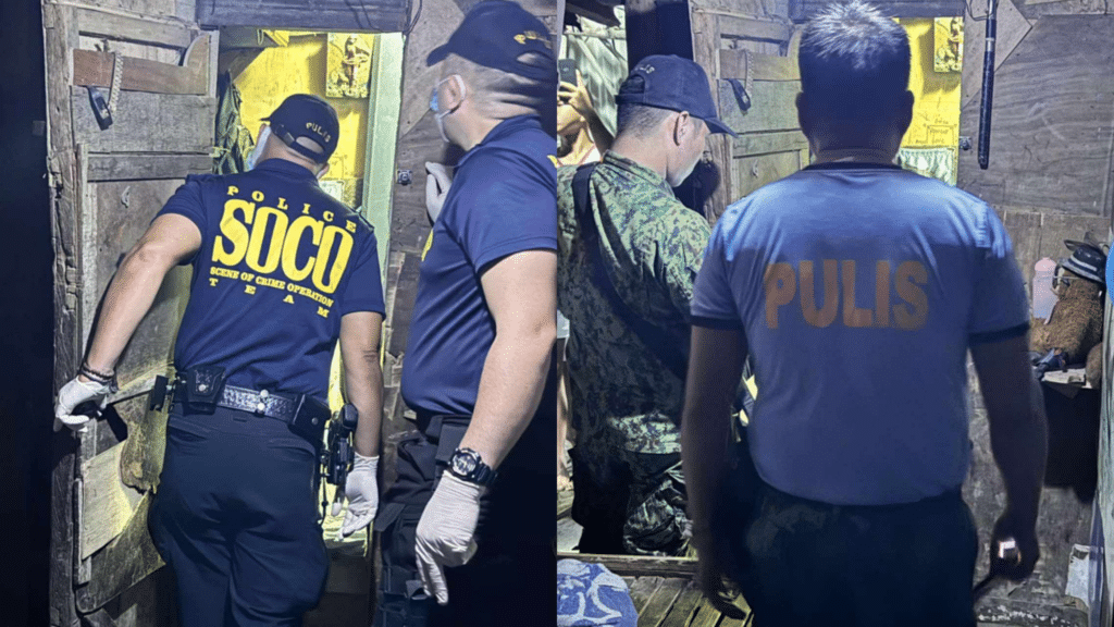 Policemen from the Scene of the Crime Operatives (SOCO) process the crime scene where a man was shot dead in Sitio Paradise II, in Barangay Kinasang-an, Cebu City. | Contributed photo via Paul Lauro