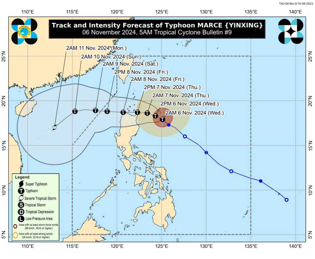 Typhoon Marce: 2 areas under Signal No. 2.