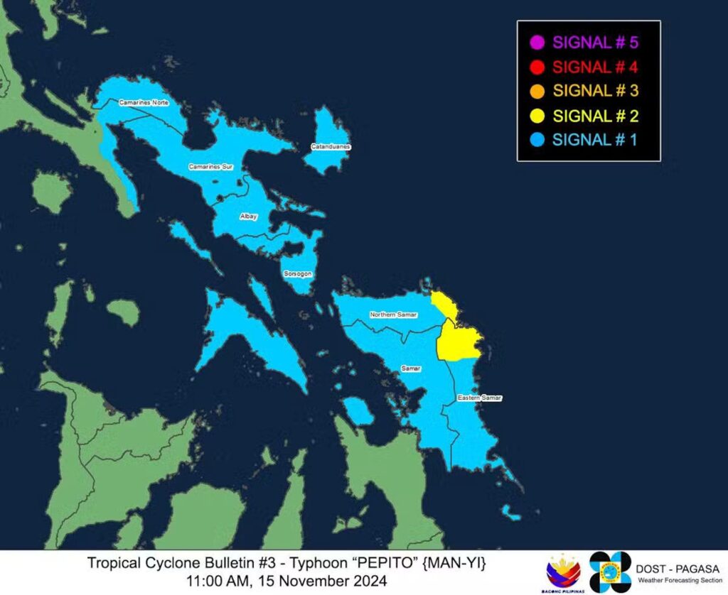 Pepito: Signal No. 2 up in Northern and Eastern Samar