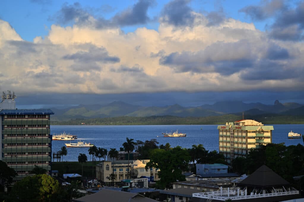 Tsunami warnings have been raised in Pacific Islands including Fiji after a magnitude 7.3 earthquake hits Vanuatu on Tuesday, December 17, 2024. In photo is a general view of the harbour front at sun rise in downtown Suva, Fiji'si capital city on December 14, 2022. (Photo by SAEED KHAN / AFP)