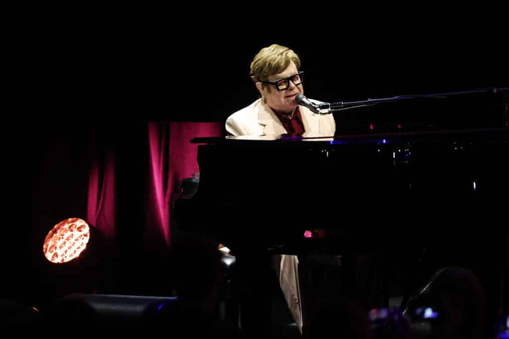 Elton John says he has lost his eyesight. Elton John performs onstage at the "Elton John: Never Too Late" screening during the 62nd New York Film Festival at Alice Tully Hall, Lincoln Center on October 01, 2024 in New York City. | Jamie McCarthy/Getty Images for FLC/AFP