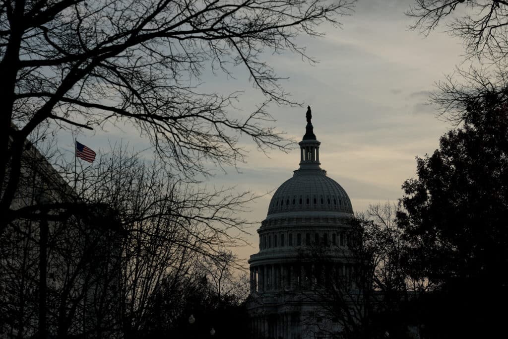 The U.S. Capitol is seen as Congress works to pass a government spending bill on December 19, 2024 in Washington, DC. Congress is working to pass a funding bill to avert a government shutdown after House conservatives rejected an earlier bill following strong disapproval from Tesla CEO Elon Musk.   Kevin Dietsch/Getty Images/AFP