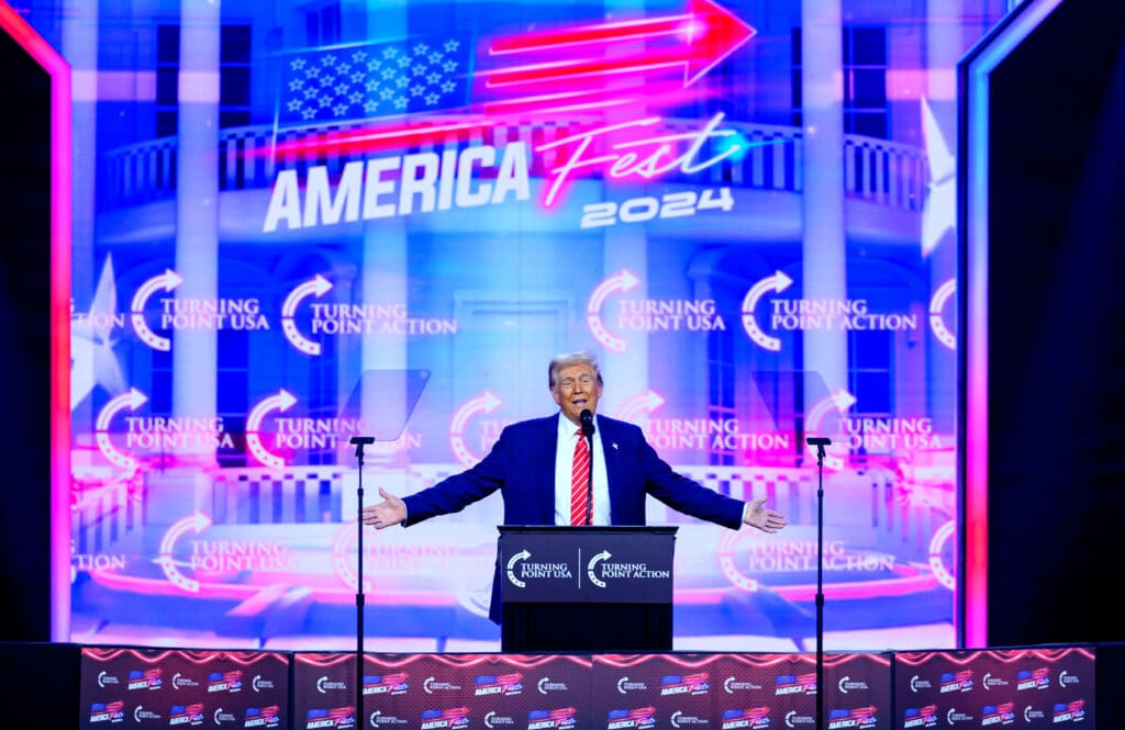 Trump: $5M sex abuse verdict award against him upheld by appeals court. US President-elect Donald Trump speaks during Turning Point's annual AmericaFest 2024 in Phoenix, Arizona, on December 22, 2024. (Photo by JOSH EDELSON / AFP)