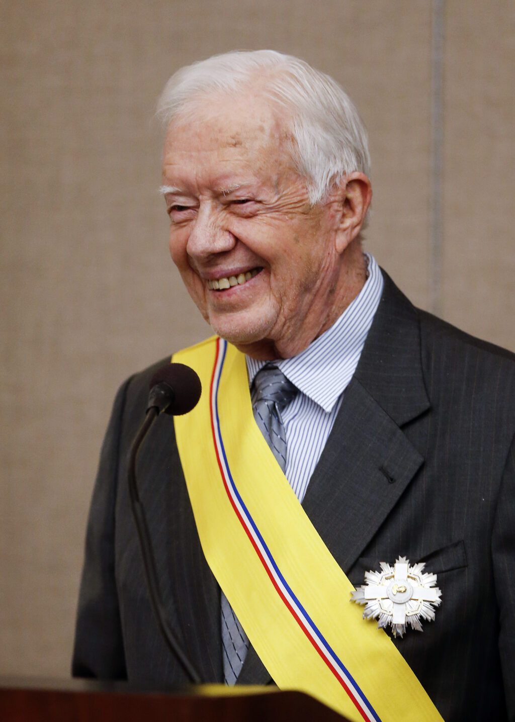 Jimmy Carter, the 39th US president, has died at 100. FILE - Former President Jimmy Carter addresses the audience after being awarded the Order of Manuel Amador Guerrero by Panamanian President Juan Carlos Varela during a ceremony at the Carter Center in Atlanta, Jan. 14, 2016. The award, named for Panama's first president, recognizes distinguished people in the areas of politics, science and the arts. (AP Photo/John Bazemore, File)