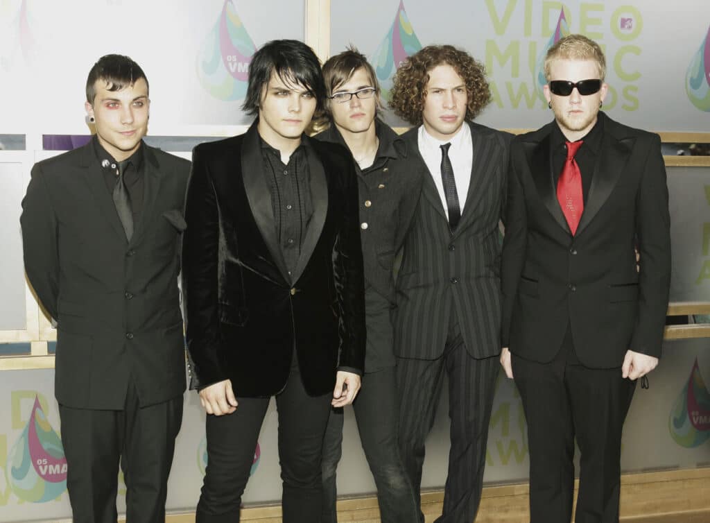 Former My Chemical Romance drummer Bob Bryar dies at 44. FILE - Members of My Chemical Romance pose for photographers as they arrive on the white carpet of the 2005 MTV Video Music Awards, Aug. 28, 2005 at the American Airlines Arena in Miami, Fla. (AP Photo/Jeff Christensen, file)