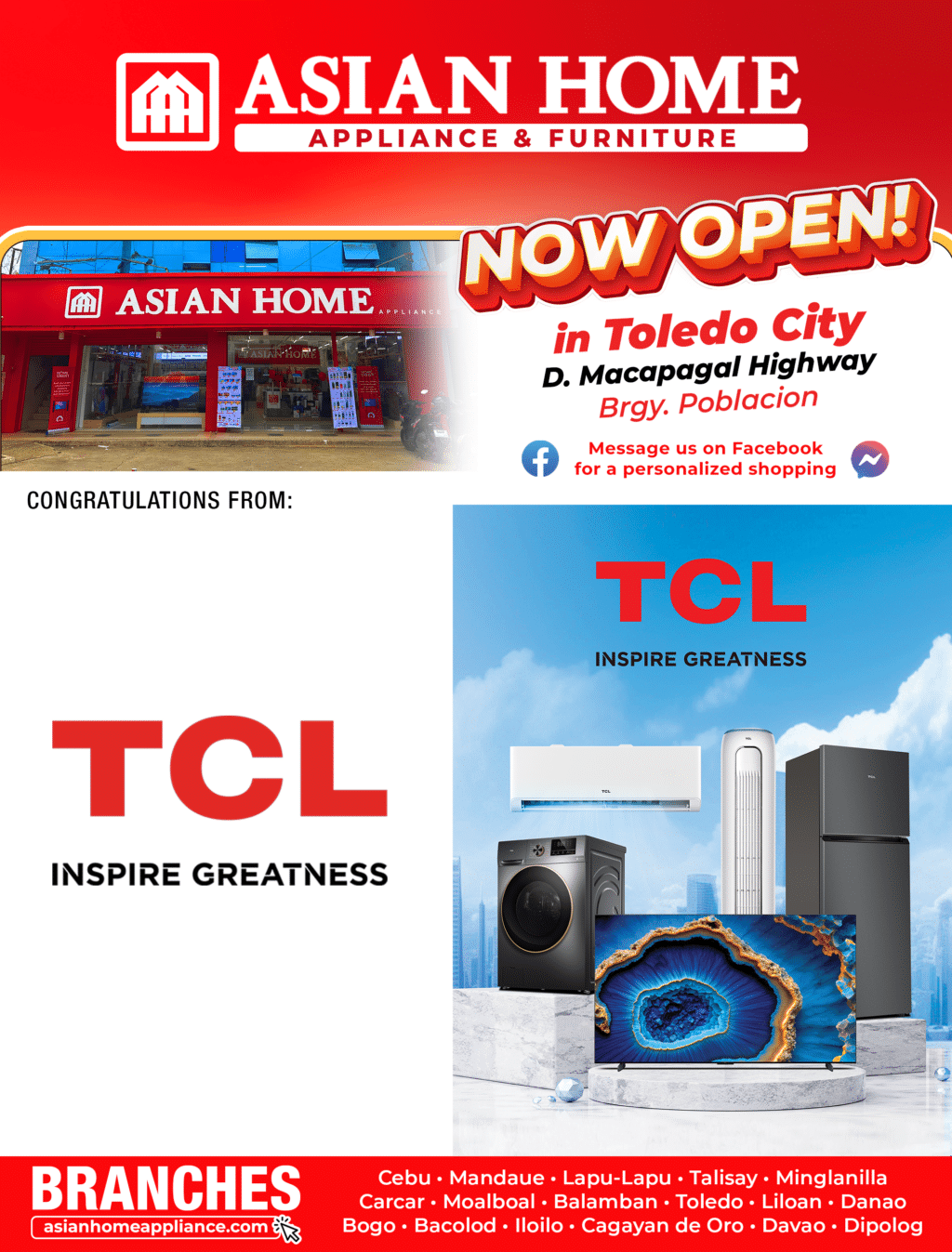 Asian Home Appliance Center expands with opening of its 20th branch in Toledo City