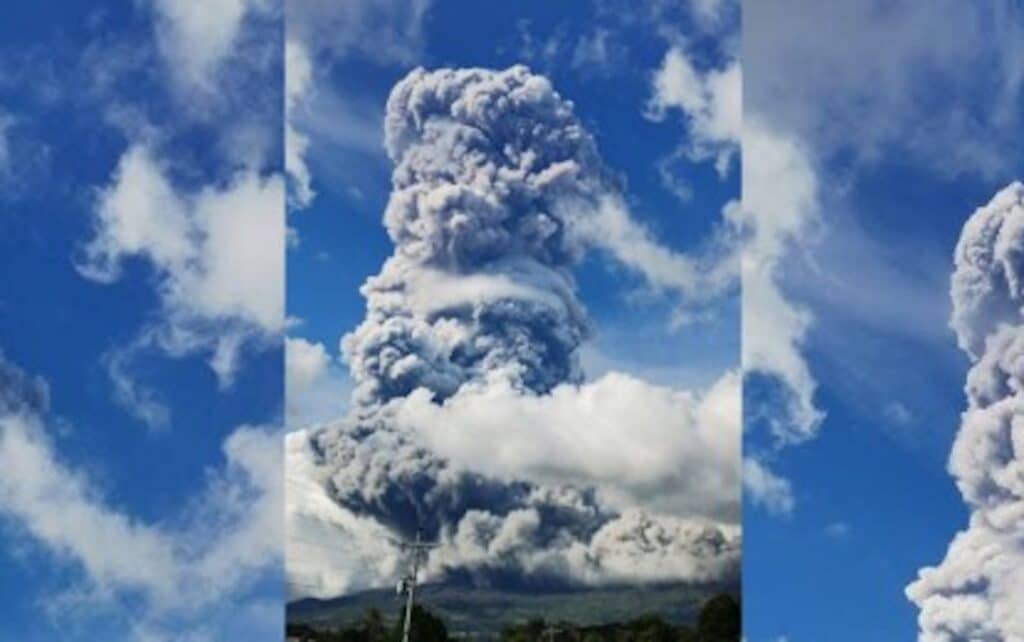 PRAYERS. Explosive eruption is seen at Mt. Kanlaon in this Monday (Dec. 9, 2024) photo. The Dioceses of Kabankalan and San Carlos, both in Negros Occidental, on Tuesday (Dec. 10, 2024) asked the faithful for both prayers and donations for those affected by the eruption. (Photo courtesy of Viscom PIO)