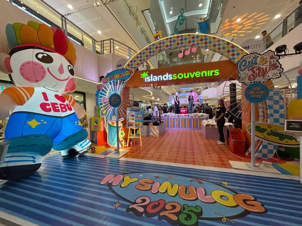 sinulog festival festivities at a mall in cebu with colorful decorations