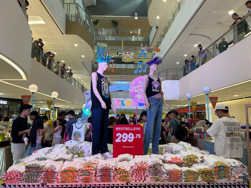 display of sinulog tshirts inside a mall