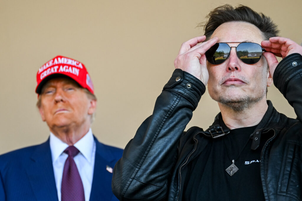 U.S. President-elect Donald Trump and Elon Musk watch the launch of the sixth test flight of the SpaceX Starship rocket on November 19, 2024 in Brownsville, Texas. | Brandon Bell/Getty Images/AFP