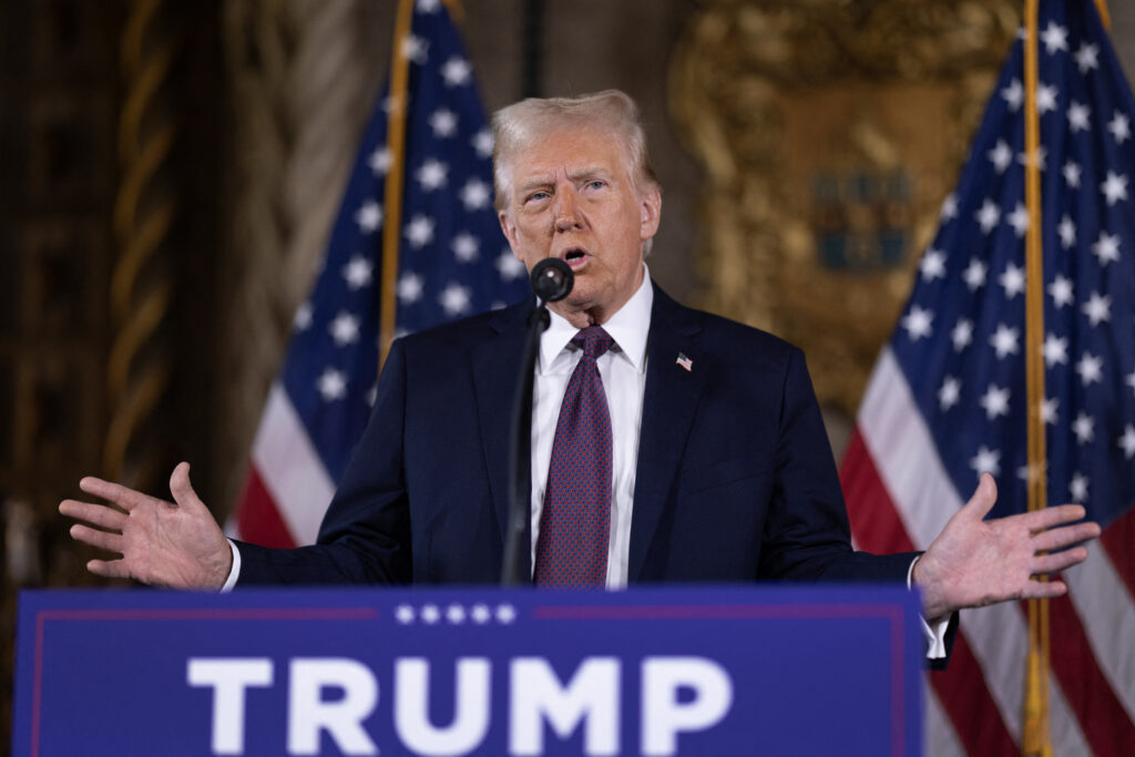 U.S. President-elect Donald Trump speaks to members of the media during a press conference at the Mar-a-Lago Club on January 07, 2025 in Palm Beach, Florida| Scott Olson/Getty Images/AFP 