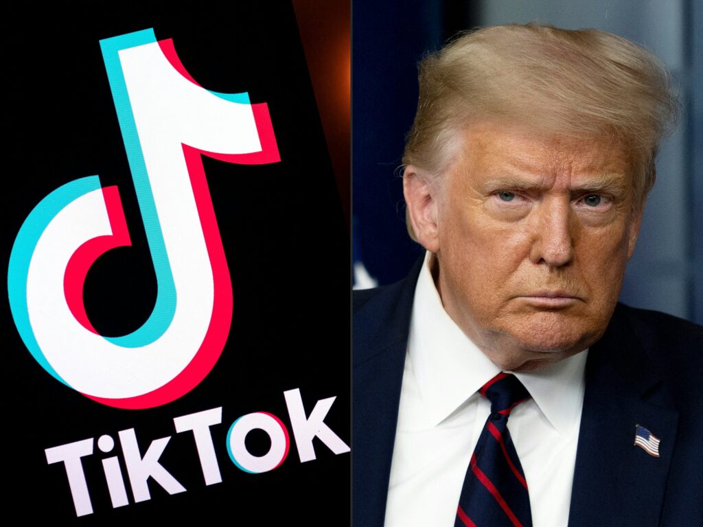 (FILES) (COMBO) This combination of pictures created on August 01, 2020 shows the logo of the social media video sharing app Tiktok displayed on a tablet screen in Paris, and US President Donald Trump at the White House in Washington, DC, on July 30, 2020. The US Supreme Court on January 17, 2025, upheld a law that will ban TikTok in the United States, potentially denying the video-sharing app to 170 million users in the United States starting on January 19.| Photo by Lionel BONAVENTURE and JIM WATSON / AFP