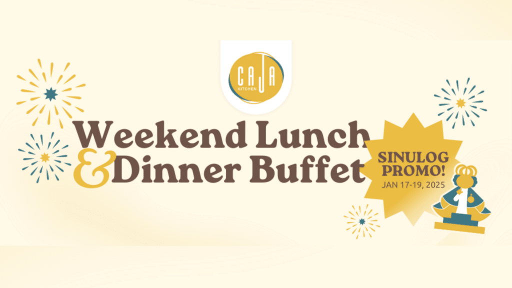 a banner promoting the weekend lunch and buffet dinner