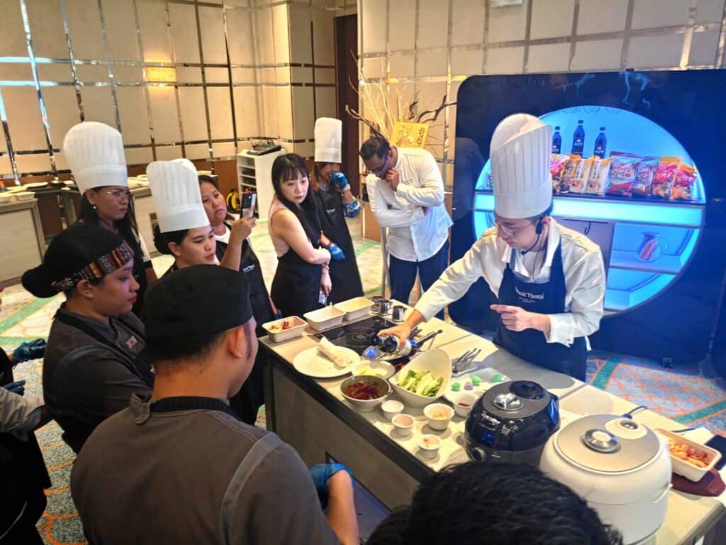 Chef Yongjun Kwon demonstrates Korean cooking techniques at Dusit Thani Mactan