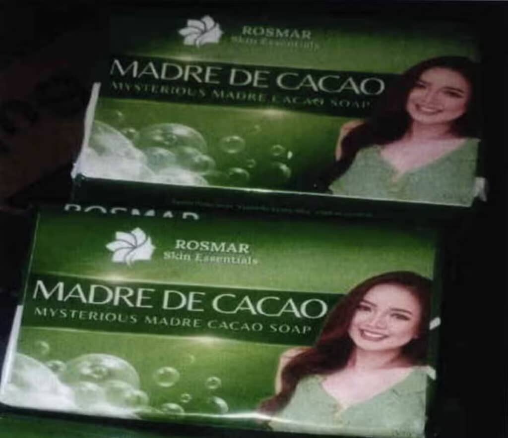 UNAUTHORIZED. Under FDA Advisories No. 2025-0028 and 2025-0029, the regulator said Rosmar Skin Essentials’ “Premium Niacinamide Soap” and “Mysterious Madre de Cacao Soap” have no valid certificate of product notification (CPN) as of Dec. 17, 2024, as verified by the regulator through postmarketing surveillance. PHOTO FROM FDA