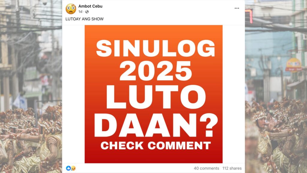 Sinulog 2025: Concerns over alleged unfair judging raised. In photo is a post questioning the Sinulog is luto daan?