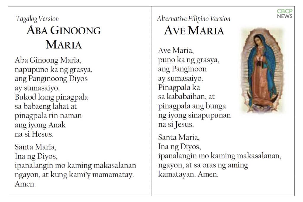 ‘Hail Mary’ prayer: CBCP introduces ‘alternative’ Filipino version. CBCP