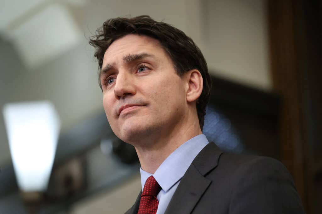 (FILES) Canada's Prime Minister Justin Trudeau speaks during a news conference February 1, 2025 on Parliament Hill in Ottawa, Canada. (Photo by Dave Chan / AFP)