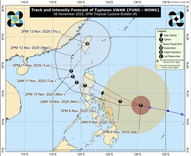 Typhoon Uwan intensifies again, moves closer to Catanduanes