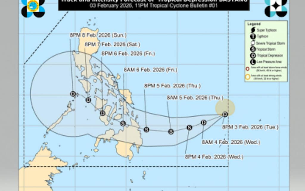 TD Basyang: Se esperan fuertes lluvias en el este de Samar y en otras 13 zonas