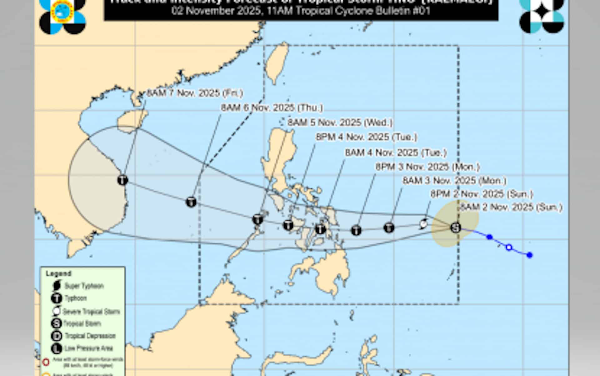 Tino: Signal No. 1 up in some areas as tropical storm inside PAR